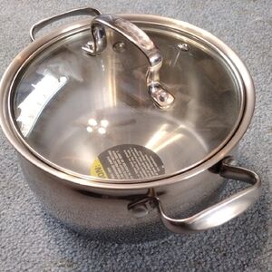 New Belgique Stainless Steel Soup Pot 3-Qt with Glass Lid